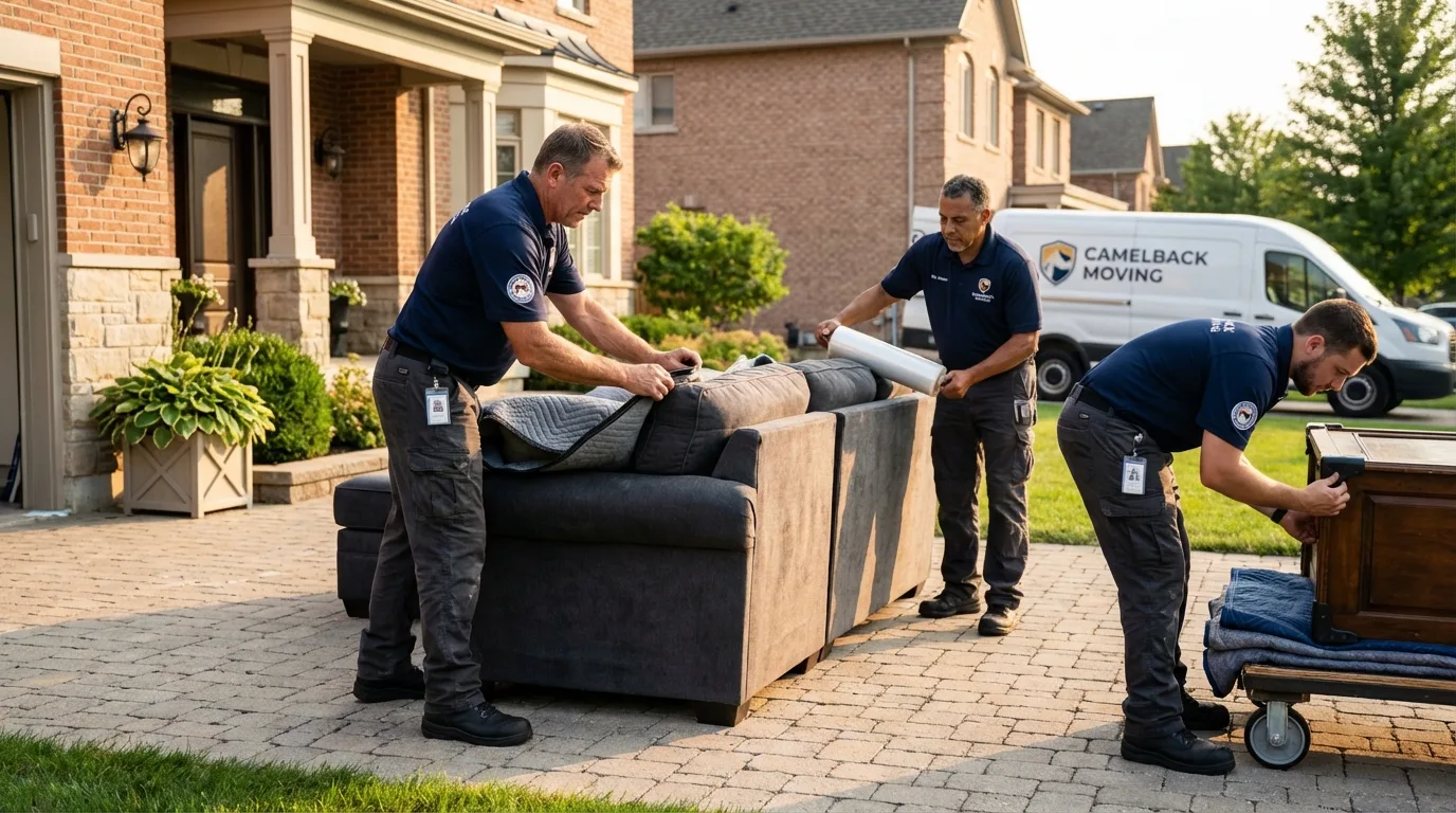 Large estate moving crew wrapping furniture in Ojai, CA